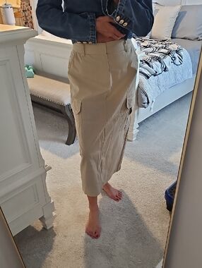 Sanctuary Beige Utility Midi Skirt, 28